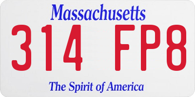 MA license plate 314FP8