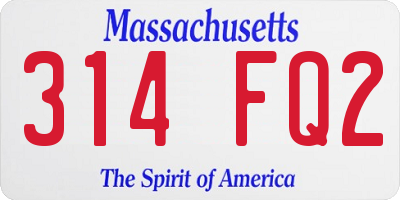 MA license plate 314FQ2