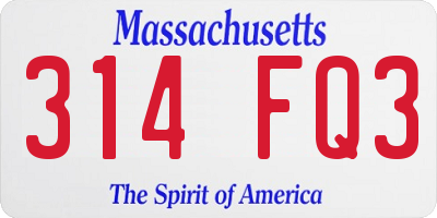 MA license plate 314FQ3