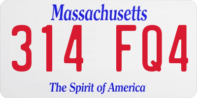 MA license plate 314FQ4