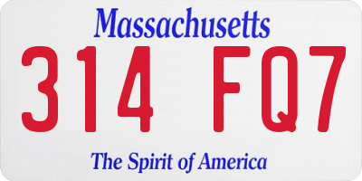 MA license plate 314FQ7