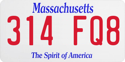 MA license plate 314FQ8