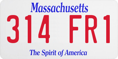 MA license plate 314FR1