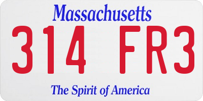 MA license plate 314FR3
