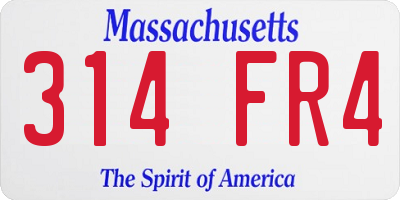 MA license plate 314FR4