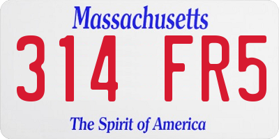 MA license plate 314FR5