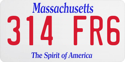 MA license plate 314FR6