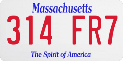 MA license plate 314FR7