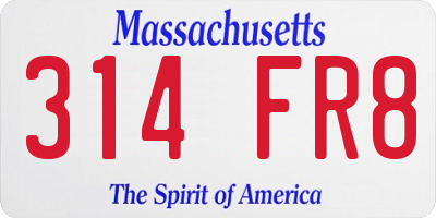 MA license plate 314FR8