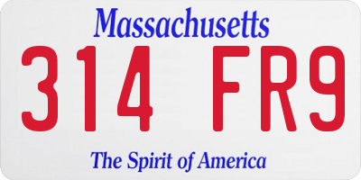 MA license plate 314FR9
