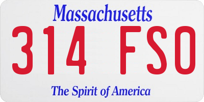 MA license plate 314FS0