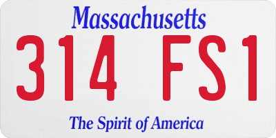 MA license plate 314FS1