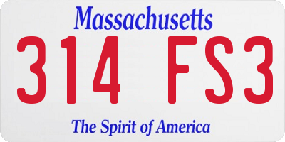 MA license plate 314FS3