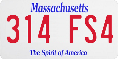 MA license plate 314FS4