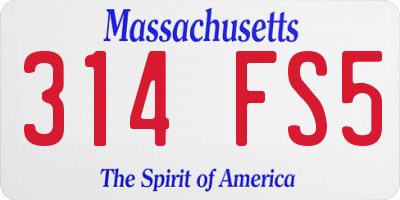 MA license plate 314FS5