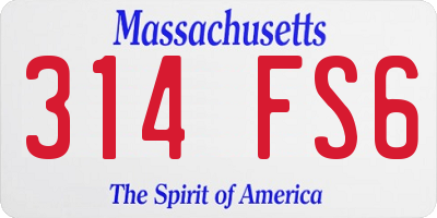 MA license plate 314FS6
