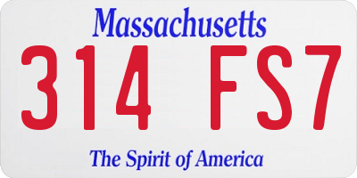 MA license plate 314FS7