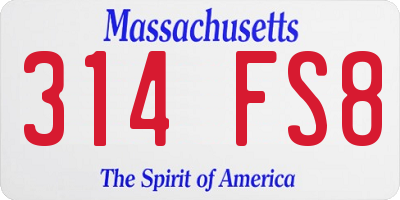 MA license plate 314FS8