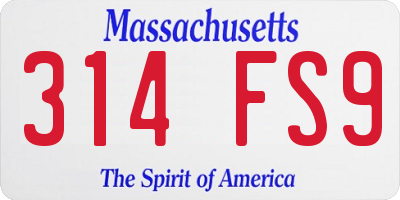 MA license plate 314FS9