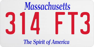 MA license plate 314FT3