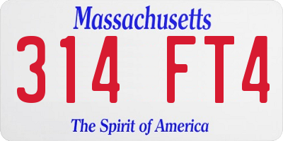 MA license plate 314FT4