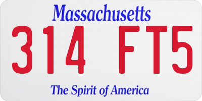 MA license plate 314FT5