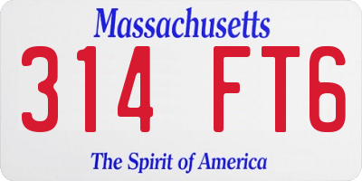 MA license plate 314FT6