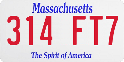 MA license plate 314FT7