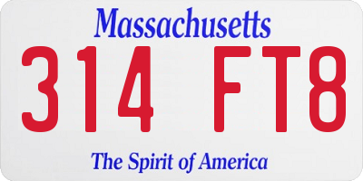 MA license plate 314FT8