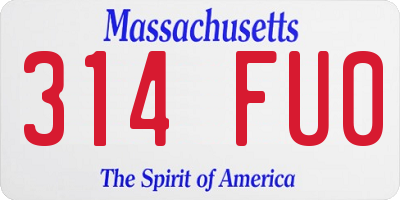 MA license plate 314FU0