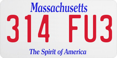 MA license plate 314FU3