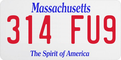 MA license plate 314FU9