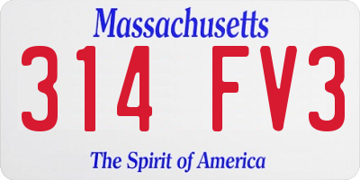 MA license plate 314FV3