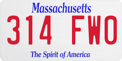MA license plate 314FW0