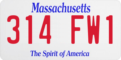 MA license plate 314FW1