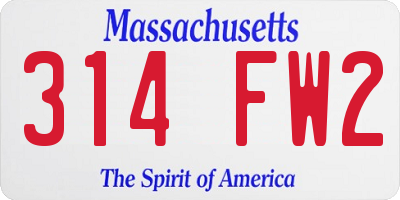 MA license plate 314FW2