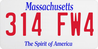 MA license plate 314FW4