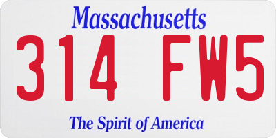 MA license plate 314FW5