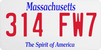 MA license plate 314FW7