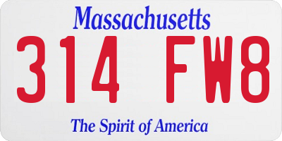MA license plate 314FW8