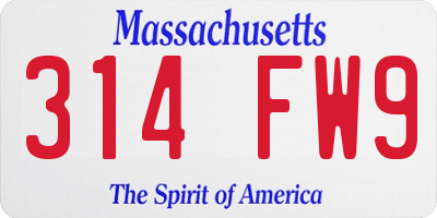 MA license plate 314FW9