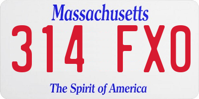 MA license plate 314FX0