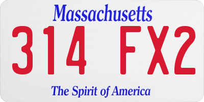 MA license plate 314FX2