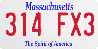 MA license plate 314FX3