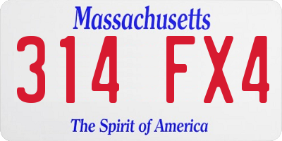 MA license plate 314FX4