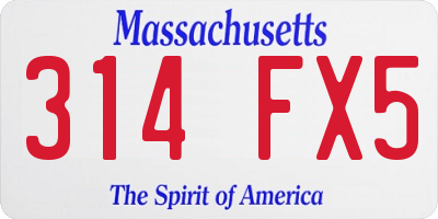 MA license plate 314FX5