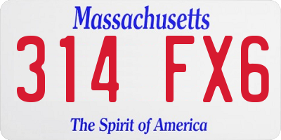 MA license plate 314FX6