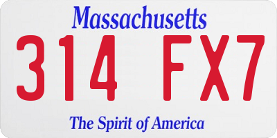 MA license plate 314FX7