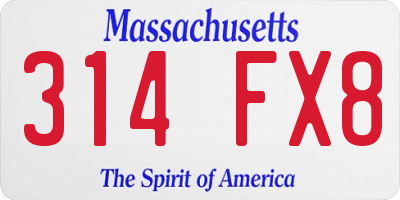 MA license plate 314FX8