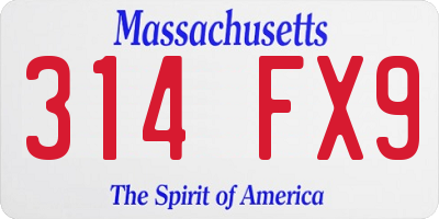MA license plate 314FX9